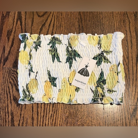 Angashion strapless tube top lemon print size M NWT - Picture 1 of 4